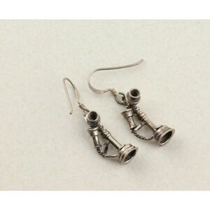 Vintage Phone Earrings Sterling Silver Dangle Drop Earrings